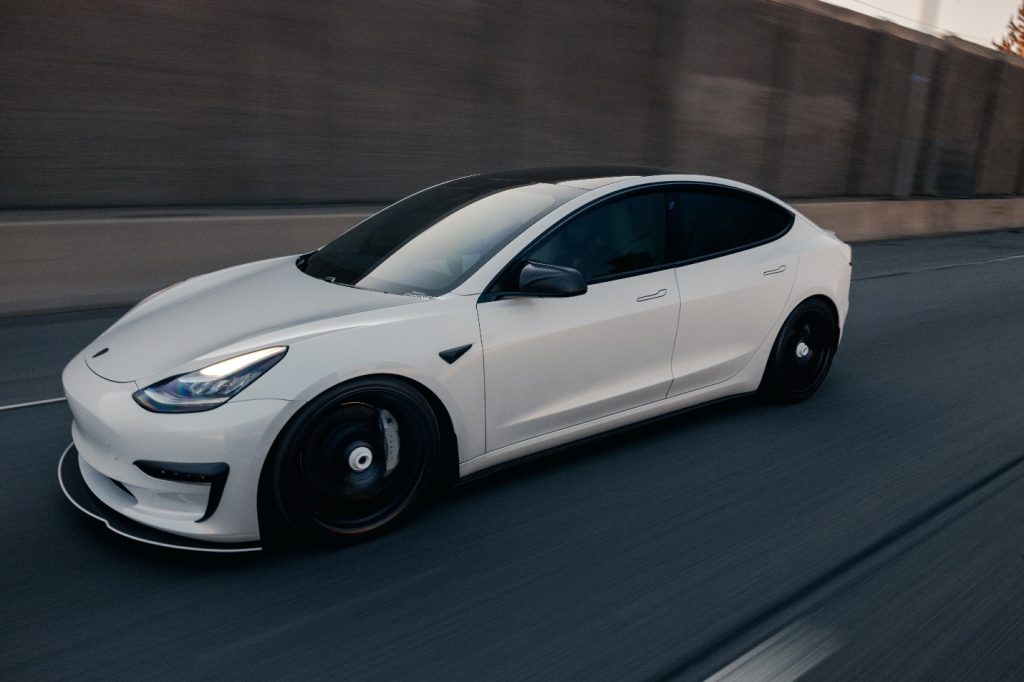 a white car on the road